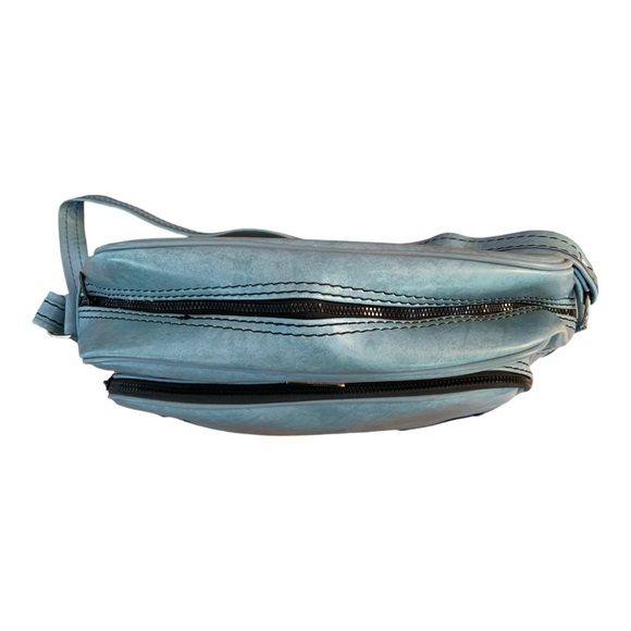 Eldorado  Leather luggage Carry On Blue Shoulder Bag 13x11x7 - Picture 9 of 13